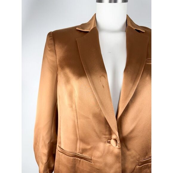 Cinq A Sept Khloe 3/4 Ruched Sleeve Blazer In Yellow Size 2 Dark Marigold - Picture 2 of 6